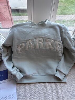 PARKE Bridal Varsity Mockneck - Pale Blue + White